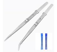 MIUPOO Adjustable Slide Lock Nail Art Tweezers,Nail Rhinestone Stickers Jewel Gem Craft Tweezer,Precision Slide Locking Antistatic Tweezers Set,2 Pieces
