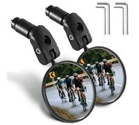 MIUPOO Hd Grade Glass Bicycle Mirror 360°Adjustable Round Convex Lens, Handlebar Mounted Bicycle Mirror For Safer Cycling And Commuting,Handlebar End Mirror for Road Bike,1 Pair.