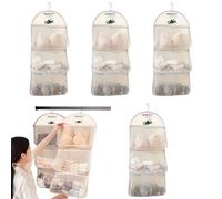 MIUPOO Multifunctional Mesh Hanging Storage Bag with Metal Hanger, Mesh Pockets for Bra, Underwear, Socks, Hanging Pockets for Door, Wall or Closet