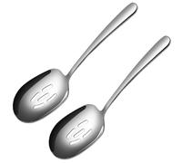 MIUPOO Premium Stainless Steel Large Slotted Serving Spoon,Serving Spoons Set for Buffet Party Banquet Cooking Kitchen,Perforated Spoon,2 Pieces 25cm