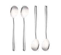 Miupoo Stainless Steel Spoon,Long handle Great Circle Soup Spoons Korean Long Handled Soup Spoon,Stainless Steel Round handle Bar Spoons Silver Set of 4