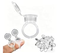 MIUPOO Tattoo Ring Cup With Lid, Makeup Pigment Ink Glue Cup Finger Plastic Nail Art Rings Holder Container,Cover Cap For Makeup Eyebrow Glue Holder Container Tools,50 Pieces.