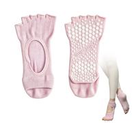 MIUPOO Toeless Yoga Socks, Five Toe Non Slip Socks,Ballet Style Pilates Toe Separator Yoga Socks Ladies Reformer Pilates Grip Gym Dance Trainer For Women & Men,1 Pairs.