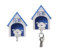 MIUPOO Wall Dog House Keychain Holder,Mini Dog House and Dog Keychain,Wall Mounted Key Ring Holder for Home Living Room Decorations,Unusual Keyring Gift,2Pieces