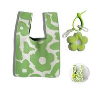 MIUPOO Women's Crochet Wrist Bag,Cute Flower Tote Bag Sleeve Knot Pouch,Cute Pendant Keychain Bag Pendant,Wrist Handbag Vibrant Color Casual Women Bag Beach Bag,Green,2 Pieces
