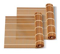 MIUQILAIY 9.5"x9.5"Bamboo Sushi Rolling Mat,kimbap roller(2 PCS)