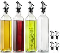 MIUSITE 4 Pack Olive Oil Dispenser Bottle for Kitchen- 500ml | Glass Cooking Oil Dispenser Bottle,Oil and Vinegar Dispenser, Oil Drizzler with Plastic Pourer, Funnel