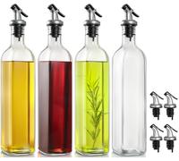 MIUSITE Glass Oil & Vinegar Dispenser Set of 4, 500ml Bottles with Drip-Free Spo