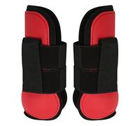 Miuterzxv 1 Pair Horse Tendon Boots, PU Shell Front Leg Guards for Horses, Soft Neoprene Lining Anti Slip Fetlock Boots with Hook Loop Closure for Training and Competition (red front legs Large)