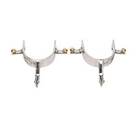 Miuterzxv 2Pcs Stainless Steel Horse Spurs with Rotating Gear, Western Cowboys Spurs for Men, Hand Engraved German Silver Plate, Equestrian Riding Spurs for Roping and Trail Use