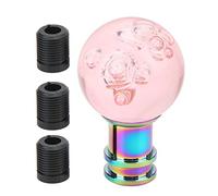Miuterzxv Acrylic Transparent Bubble Style Gear Shift Knob, Universal Car Shifter Head with M8 M10 M12 Adapters, Smooth Leverage for Manual Transmission, Crystal Round Ball Shift Knob for (Pink)