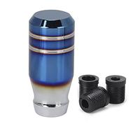 Miuterzxv Aluminum Manual Transmission Shift Knob, Gear Shifter Handle Head with Threaded Adapter, Forged Blue and Silver Design for Car Dolly SUV, Includes 8mm 10mm 12mm Adapters