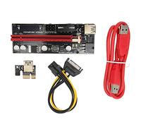 Miuterzxv PCIE Riser 1X to 16X Graphics Extension, Powered USB3.0 Riser Adapter Card with 60cm Cable, Dual 6PIN GPU Power for Mining Rig, Compatible with Linux macOS