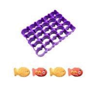 Miutii 25 Cavity Mini Plastic Fish Cookie Cutters Reusable Snack Maker Non-Stick Dough for Outdoor Chef Purple One Size