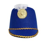Miutii Adult Kids Drum Major Hat Drummer Performance Feather Hat Conductor Toy Soldier Cap for Carnival Cosplay Blue One Size