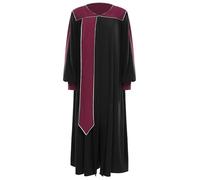 Miutii Church Clergy Dresses for Women Color Block Choir Robes Zipper Front Pastor Priest Preacher Gown Black L