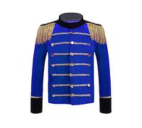 Miutii Kids Boys Circus Ringmaster Costume Halloween Cosplay Dress Up Drum Major Outfit Tassels Jacket Tops Blue 15-16 Years
