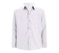 Miutii Kids Boys Long Sleeve Dress Shirts Classic Collared Button-Down Shirt Solid Cotton Tops with Chest Pocket