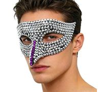 Miutii Masquerade Rhinestones Half Face Mask for Men Women Event Cover Sparkle Piece Theater Prop Purple One Size