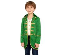Miutii Medieval Steampunk Tailcoat for Boys Long Sleeve Gold Trimming Jacket Victorian Uniform Coat Green 15-16 Years