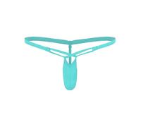 Miutii Men's Cut Out Micro Mini T-Back Bulge Pouch G-String Thongs Underwear Sissy Panties Breathable Briefs Blue XL