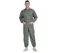 Miutii Men's Heavy Duty Anti-static Jumpsuit Dustproof One Piece Coveralls Long Sleeve Full Body Overalls Workwear Gray 5XL