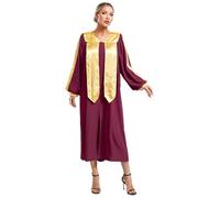 Miutii Unisex Womens Mens Elegant Choir Robe V-neck Long Sleeve Judge Robe Church Baptism Costume Graduation Gown Burgundy XXL