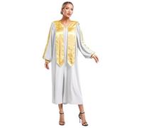 Miutii Unisex Womens Mens Elegant Choir Robe V-neck Long Sleeve Judge Robe Church Baptism Costume Graduation Gown White L