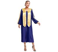 Miutii Unisex Womens Mens Elegant Choir Robe V-neck Long Sleeve Judge Robe Church Baptism Costume Graduation Gown Blue L