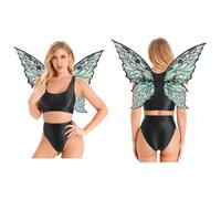 Miutii Women Fairy Costume Tank Top Briefs with Wings Black M