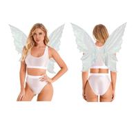 Miutii Women Fairy Costume Tank Top Briefs with Wings White M