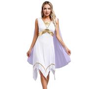 Miutii Women's Ancient Greek Costume Toga Dress Metallic Roman Robe Empress Queen Cosplay Costume Fancy Dress Lavender L