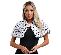 Miutii Women's Dalmatian Print Shawl Faux Fur Black White Cape Scarf Halloween Cosplay Costume Accessories Type B One Size