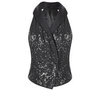 Miutii Women's Glitter Sequin Suit Vest V-neck Sleeveless Dressy Sparkly Waistcoat Rave Party Cocktail Tops Black M