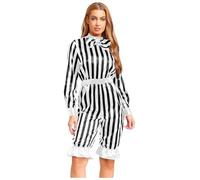 Miutii Womens Killer Clown Costume Circus Long Sleeve Striped Jester Romper for Halloween Carnivals White Black XXL