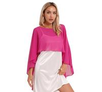 Miutii Womens Sheer Chiffon Cape Capelet Lightweight Shawl Wraps High Low Bolero Shrugs for Evening Party Dresses Hot Pink One Size