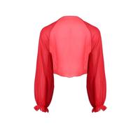 Miutii Women's Sheer Chiffon Cardigan Bolero Long Sleeve Shawl Wraps Open Front Cropped Coat Jacket Cover Up Red One Size