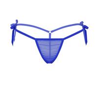 Miutii Womens Sheer Mesh See Through Thong Tie-Side T-Back Mini G-String Sexy Knickers Lingerie Underwear Blue One Size