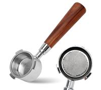 MIUUIPI Bottomless Portafilter 51 mm Compatible with DeLonghi Dedica EC680/EC685/EC885 Espresso Coffee Espresso Machines, Coffee Portafilter with 3 Ears and Wooden Handle, Stainless Steel Filter