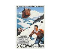 MIUUYE Vintage Ski Poster St. Gervais Les Bains, France Travel Art Canvas Poster Wall Art Decor Print Picture Paintings for Living Room Bedroom Decoration 08x12inch(20x30cm)