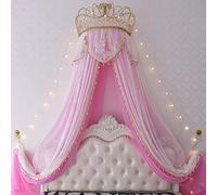 Miuxe Metal Wall Teester Bed Crown Canopy - Antique Crown Wall Decor Princess Bed Curtains for Over Beds or Windows, Lace Mosquito Net Bedroom Decoration Castle Reading Nook Canopies