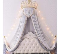 Miuxe Metal Wall Teester Bed Crown Canopy - Antique Crown Wall Decor Princess Bed Curtains for Over Beds or Windows, Lace Mosquito Net Bedroom Decoration Castle Reading Nook Canopies