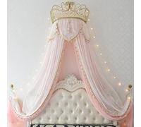 Miuxe Metal Wall Teester Bed Crown Canopy - Antique Crown Wall Decor Princess Bed Curtains for Over Beds or Windows, Lace Mosquito Net Bedroom Decoration Castle Reading Nook Canopies