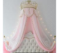 Miuxe Metal Wall Teester Bed Crown Canopy - Antique Crown Wall Decor Princess Bed Curtains for Over Beds or Windows, Lace Mosquito Net Bedroom Decoration Castle Reading Nook Canopies