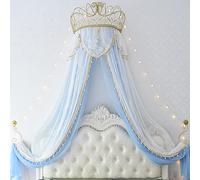 Miuxe Metal Wall Teester Bed Crown Canopy - Antique Crown Wall Decor Princess Bed Curtains for Over Beds or Windows, Lace Mosquito Net Bedroom Decoration Castle Reading Nook Canopies