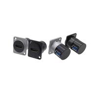 MIUYTRN 1Pcs USB Socket D Metal Female to Female Connector Panel Mounting USB 3.0 90° cuicui(HDMI Black)