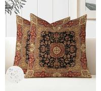 Miuyunya Set of 2 Modern Boho Cushion Covers 45 x 45 Outdoor Pillow Covers Waterproof Oriental Vintage for Sofa Patio Garden Farmhouse Decor Red Mandala