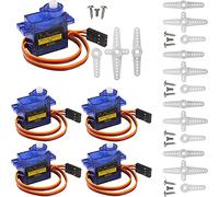 Miuzei 5 Pcs 9G Micro Servo Metal Geared Motor Kit for RC Robot Arm Helicopter Car Boat Control with Cable, Mini Servos for Arduino Project