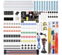 Miuzei 830-Point Breadboard Electronics Kit, 448 Components for Arduino | Power supply module 3.3V/5V, resistors, LEDs, jumper wires, potentiometer, 19 tutorials, clear storage box, for beginners