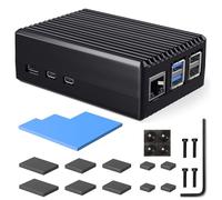 Miuzei Aluminium Case for Raspberry Pi 5, Heavy Duty Passive Cooling Case with Thermal Pads for Raspberry Pi 5 16GB/8GB/4GB, Black Striped, Quiet